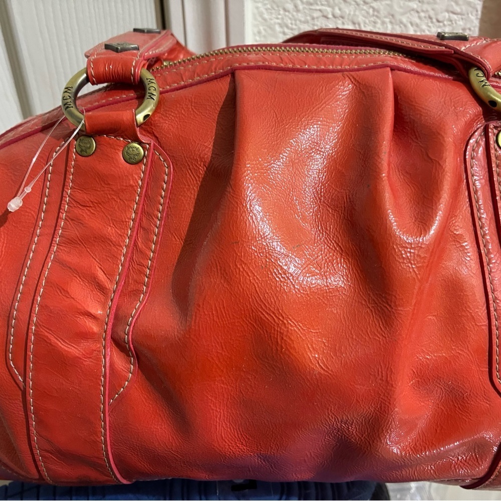MCM Orange Leather Shoulder Bag - Picture 4 of 10
